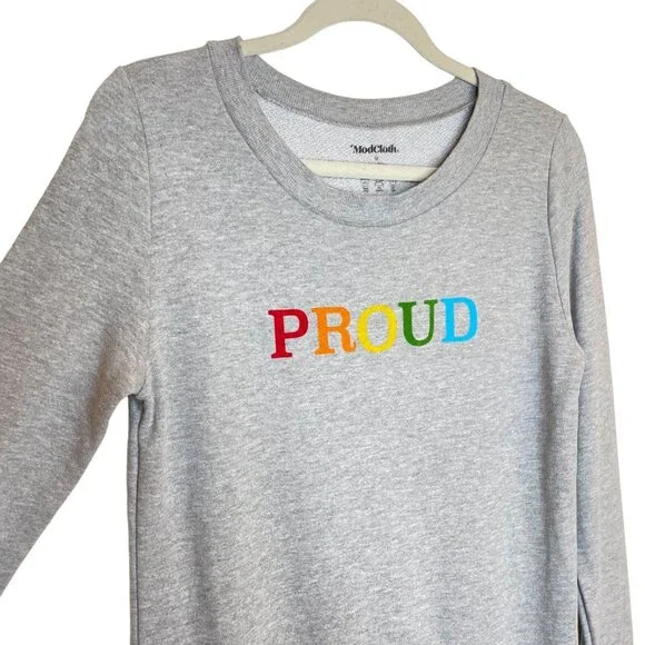 ModCloth Proud Graphic Heathered Grey Sweatshirt, M - Picture 3 of 7
